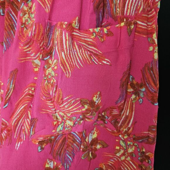 Free People Women's Hot Tropics Pink Floral Cropped Wide Leg Jumpsuit Size 2 - Picture 6 of 12